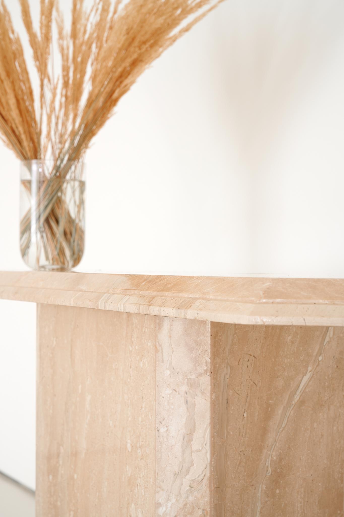 beige marble console table