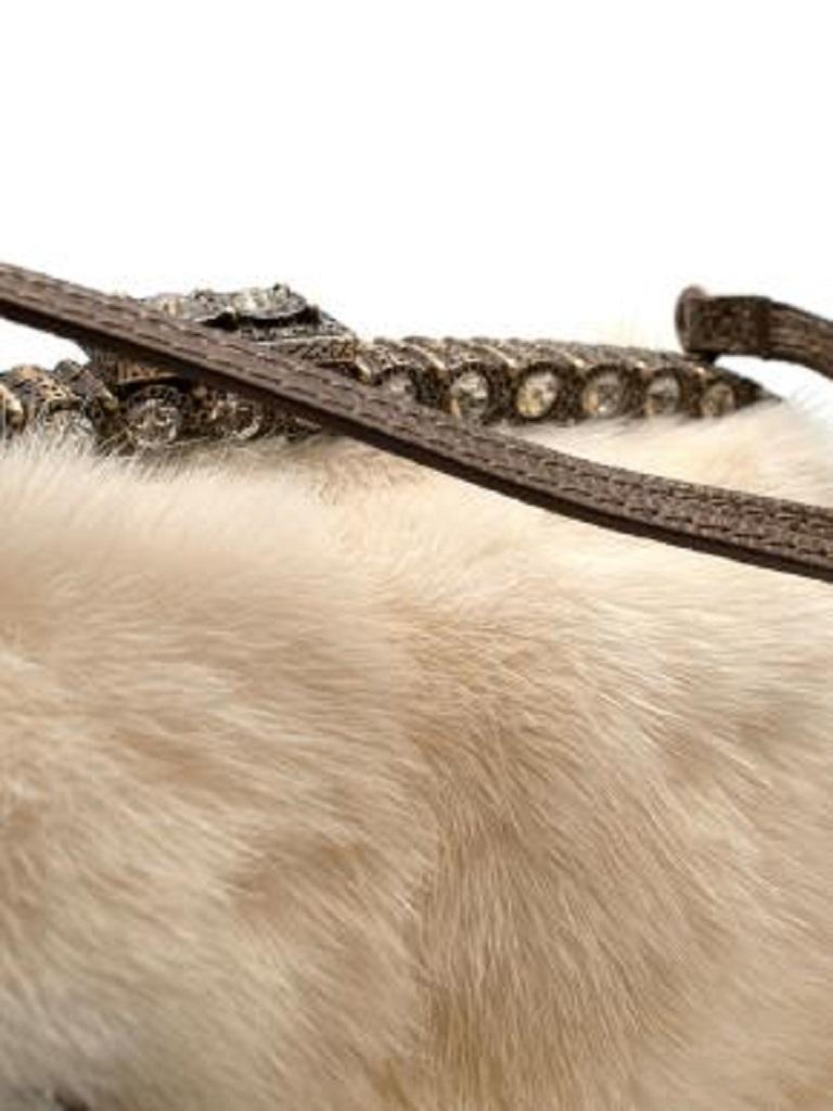 Vintage Cream Mink Fur Embellished Handbag For Sale 6