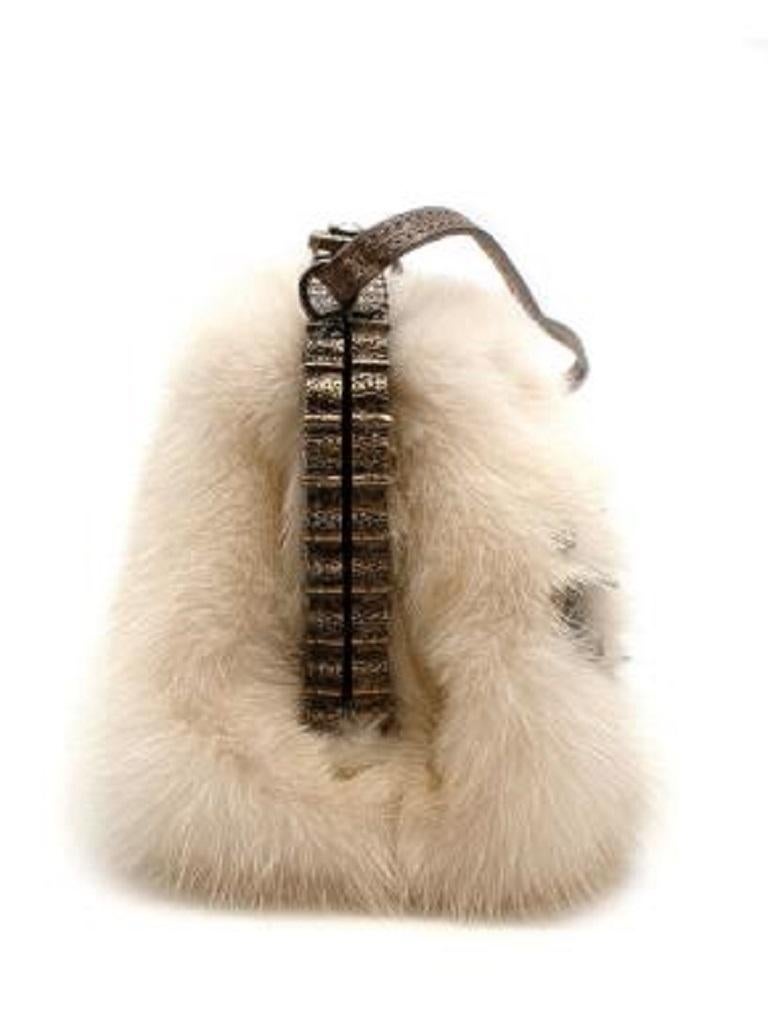 Vintage Cream Mink Fur Embellished Handbag In Good Condition For Sale In London, GB