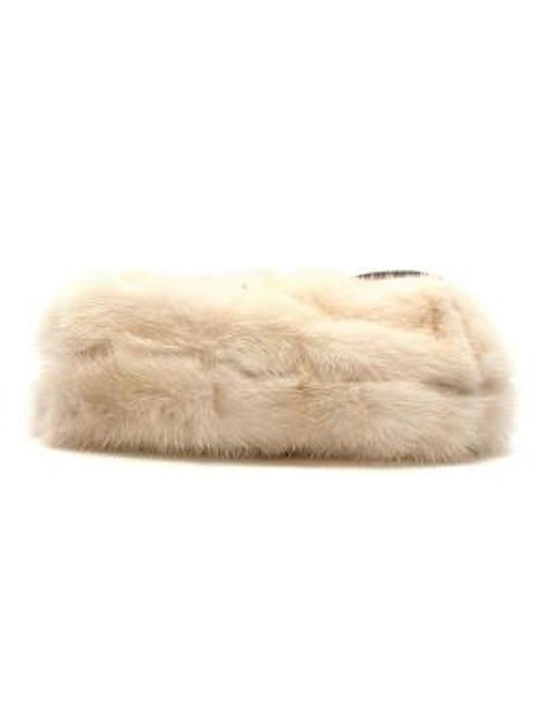 Vintage Cream Mink Fur Embellished Handbag For Sale 1