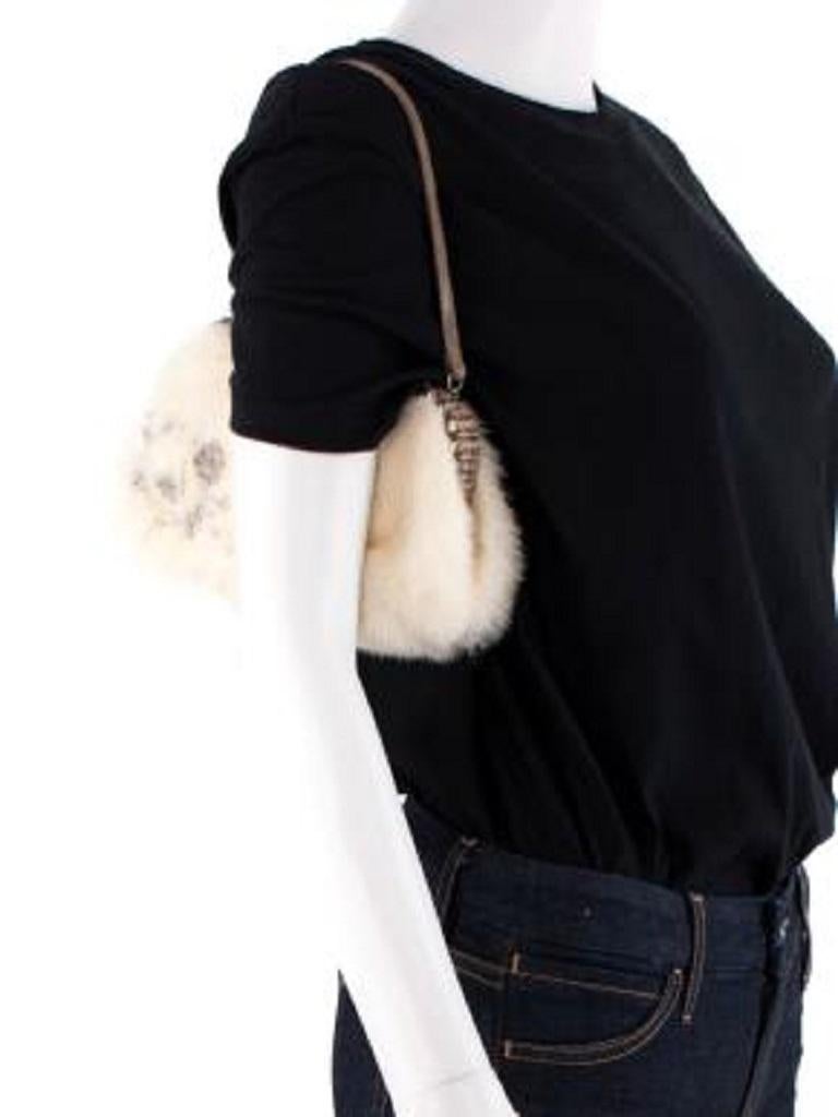 Vintage Cream Mink Fur Embellished Handbag For Sale 2