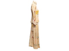Vintage Cream & Multicolor Catherine Buckley Patchwork Jacquard Maxi Skirt Set S