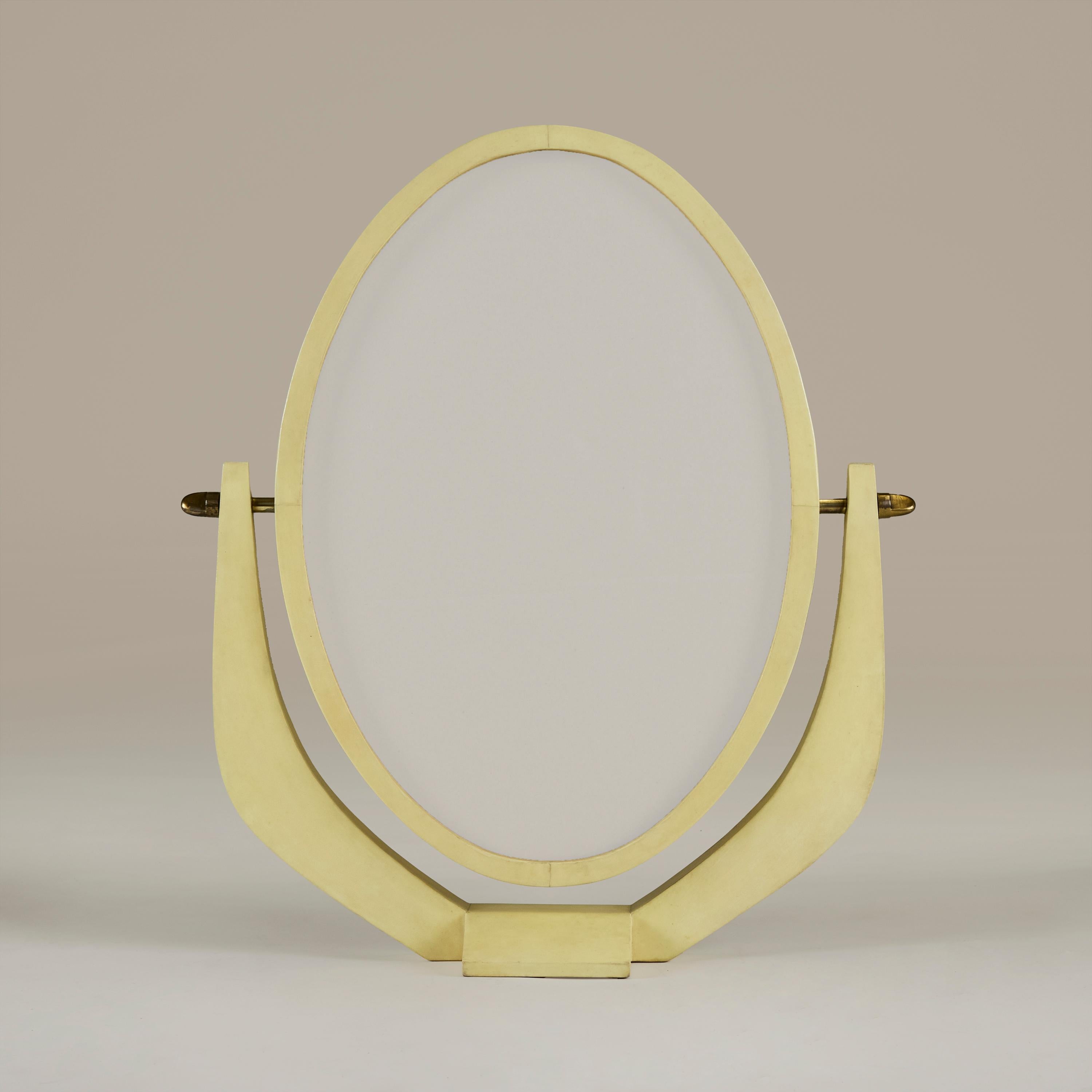 Miroir de table vintage en parchemin crème par R&Y Augousti en vente 1