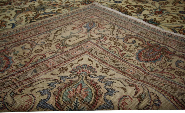 Vintage Persian Tabriz Area Rug With French Country Chippendale Farmhouse Style For Sale At 1stdibs