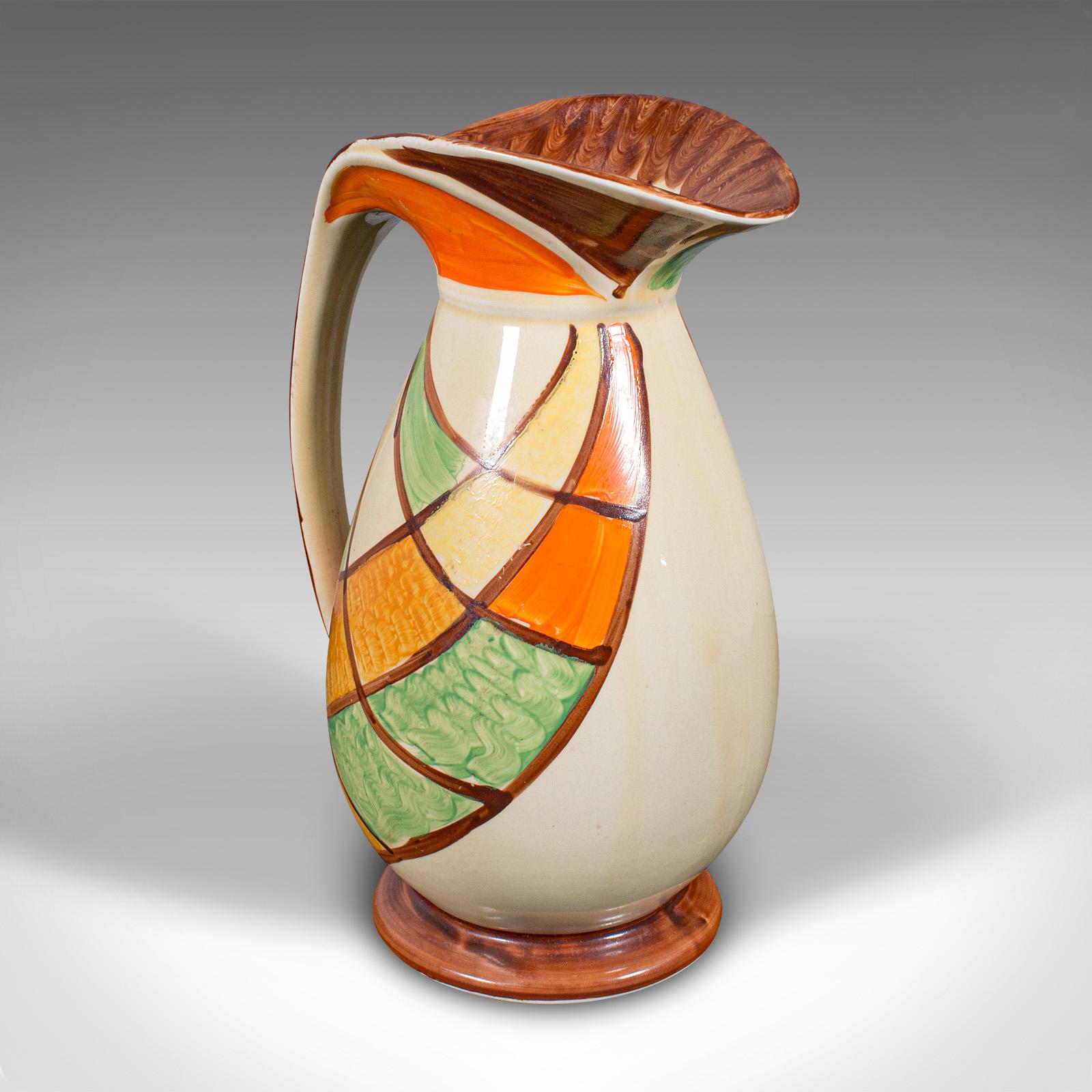 British Vintage Cream Pouring Jug, English, Ceramic, Decorative Server, Art Deco, C.1930 For Sale