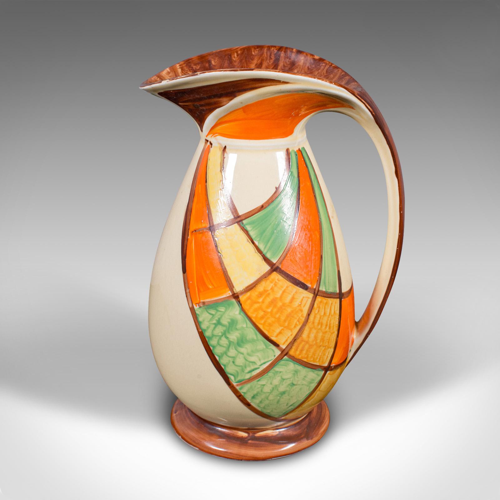 Vintage Cream Pouring Jug, English, Ceramic, Decorative Server, Art Deco, C.1930 For Sale 1