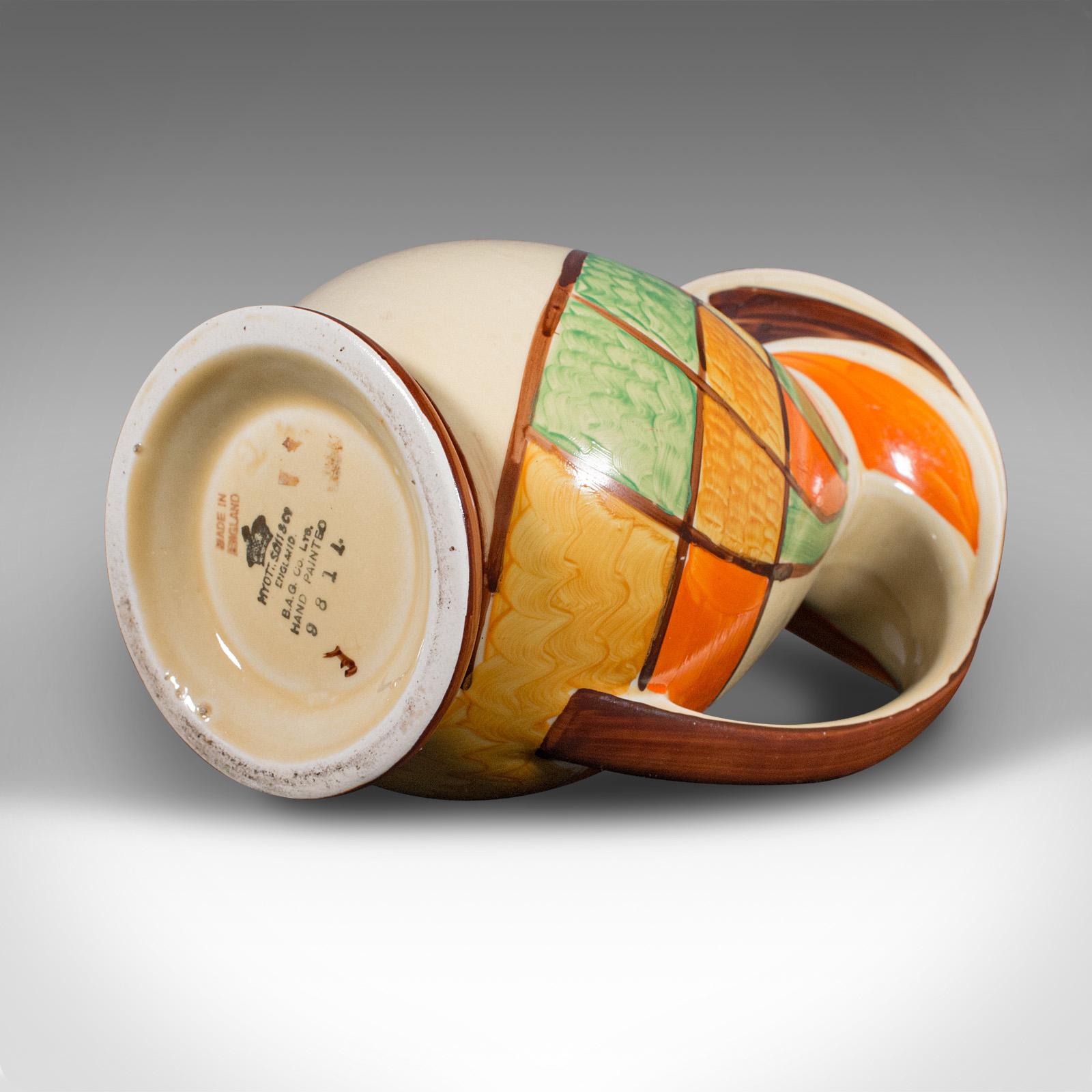 Vintage Cream Pouring Jug, English, Ceramic, Decorative Server, Art Deco, C.1930 For Sale 3