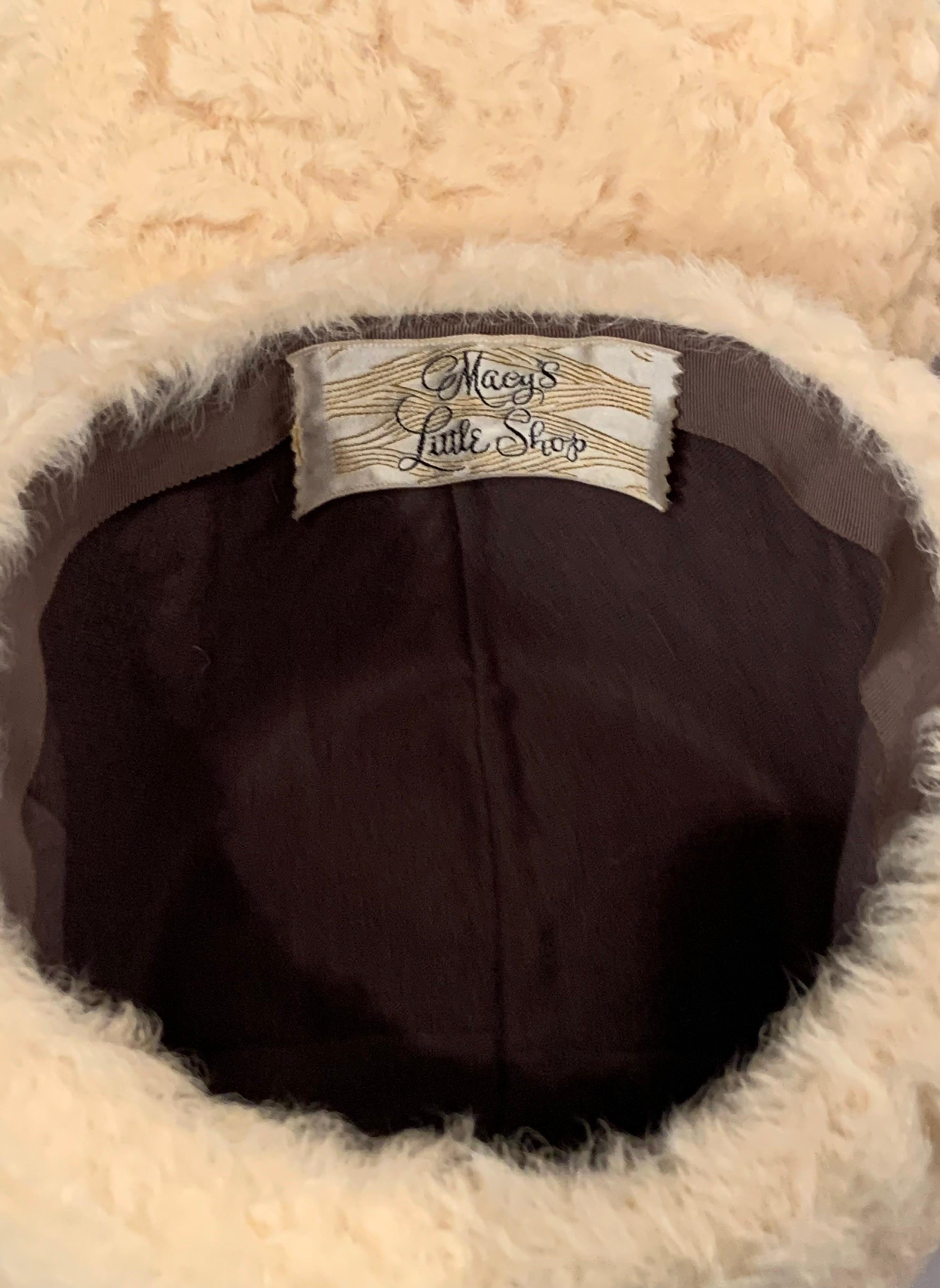 Vintage Cream Shearling Hat and Hand Warmer Muff In Excellent Condition For Sale In New Hope, PA