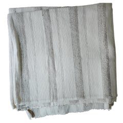 Vintage Cream Striped Indian Handwoven Bed Spread Blanket