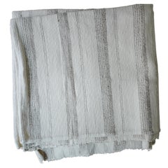 Manta para cama tejida a mano por indios con rayas crema vintage - Única en su especie