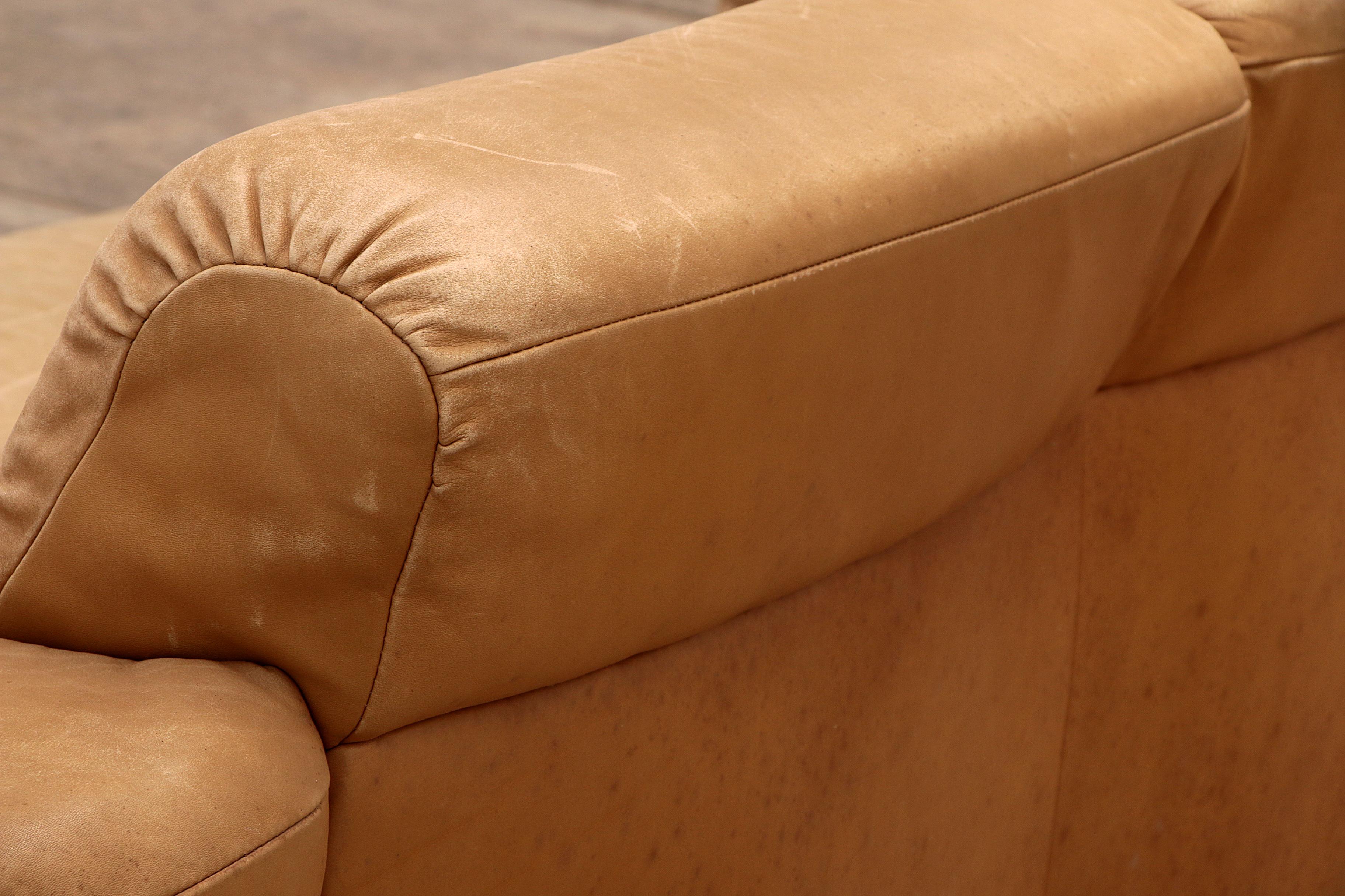 Vintage Cream Three-Seater with Two-Seater Leather from the 1970s 9