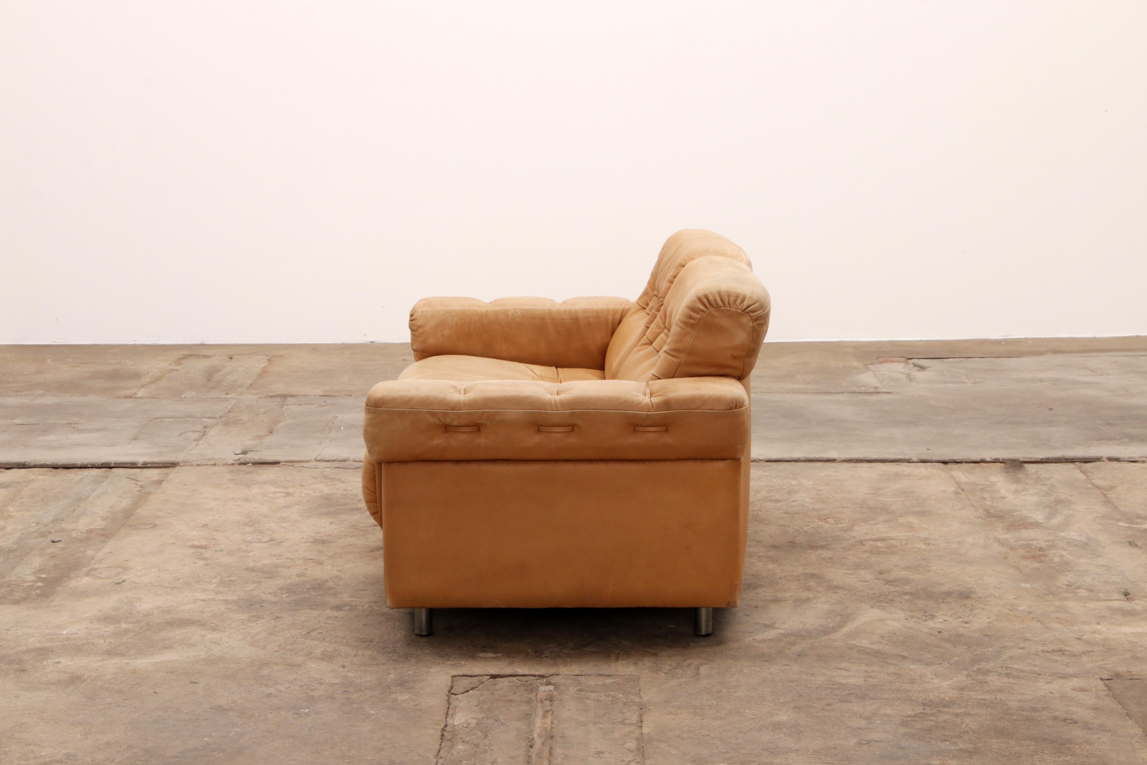 Vintage Cream Three-Seater with Two-Seater Leather from the 1970s 11