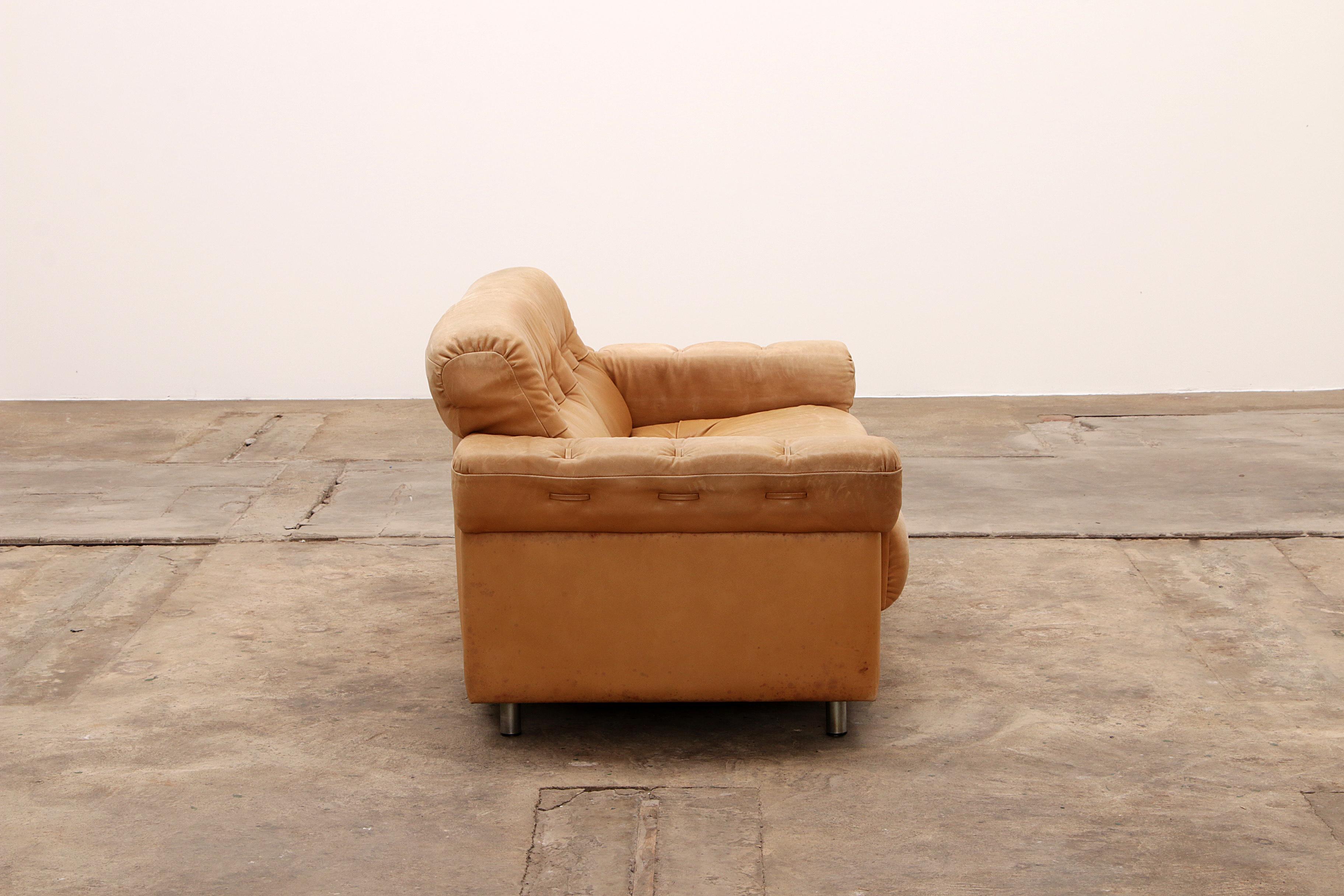 Vintage Cream Three-Seater with Two-Seater Leather from the 1970s 13
