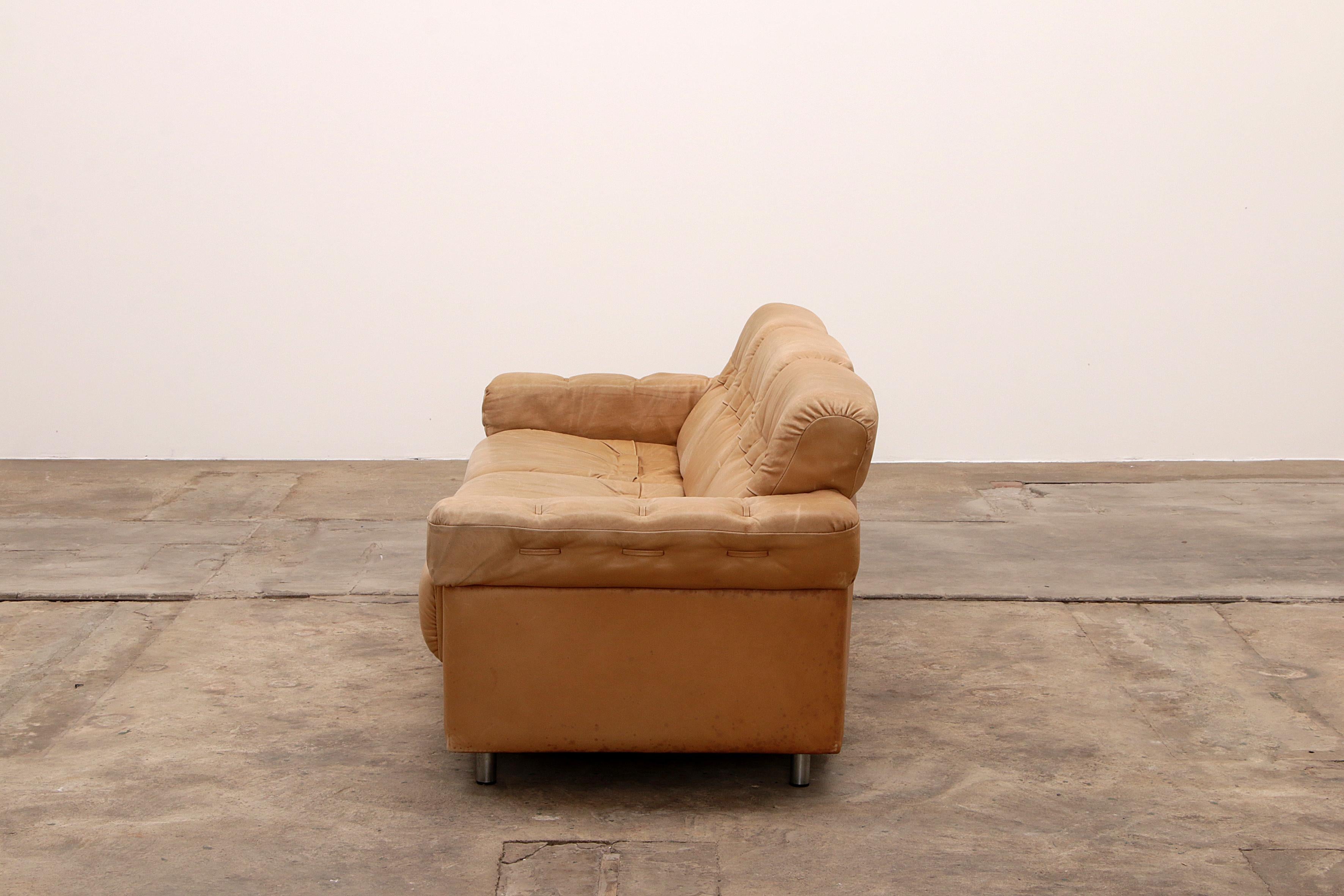 Late 20th Century Vintage Cream Three-Seater with Two-Seater Leather from the 1970s