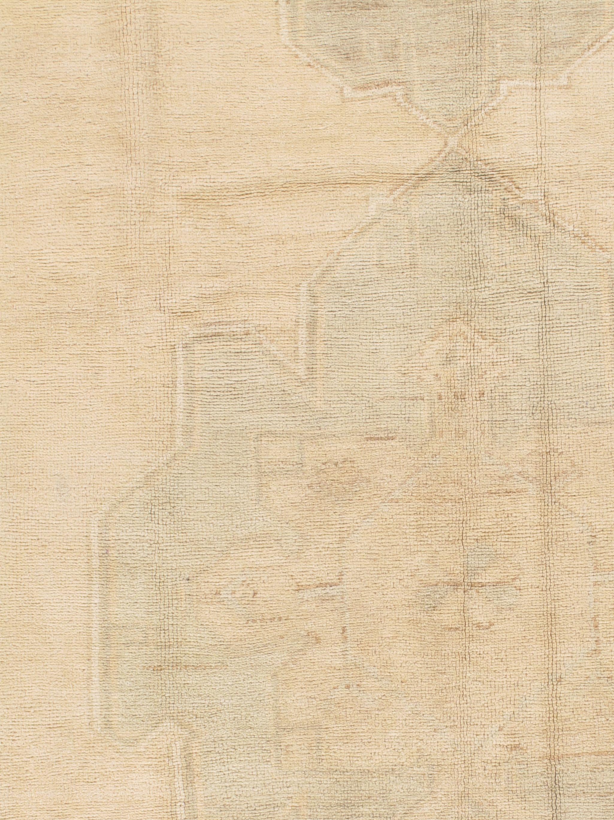 Vintage Creme Türkisch Oushak Teppich  5'1 x 12'2 (Handgeknüpft) im Angebot