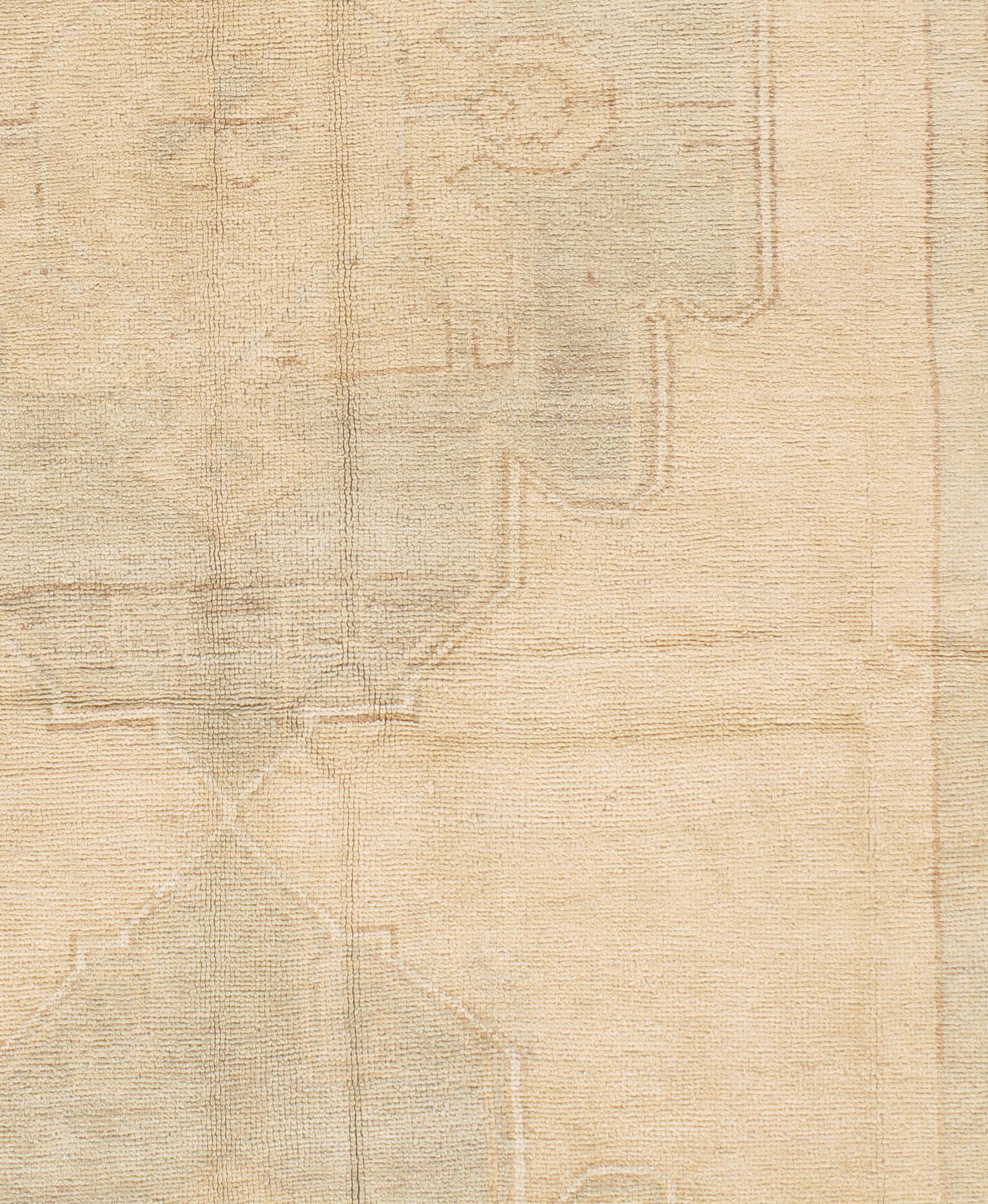 Vintage Creme Türkisch Oushak Teppich  5'1 x 12'2 (Wolle) im Angebot