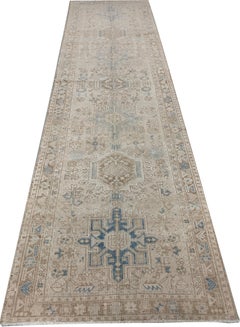 Vintage Turkish Oushak Runner, 3'x10'4 Hand-Woven Wool, Cream/Taupe, 1940