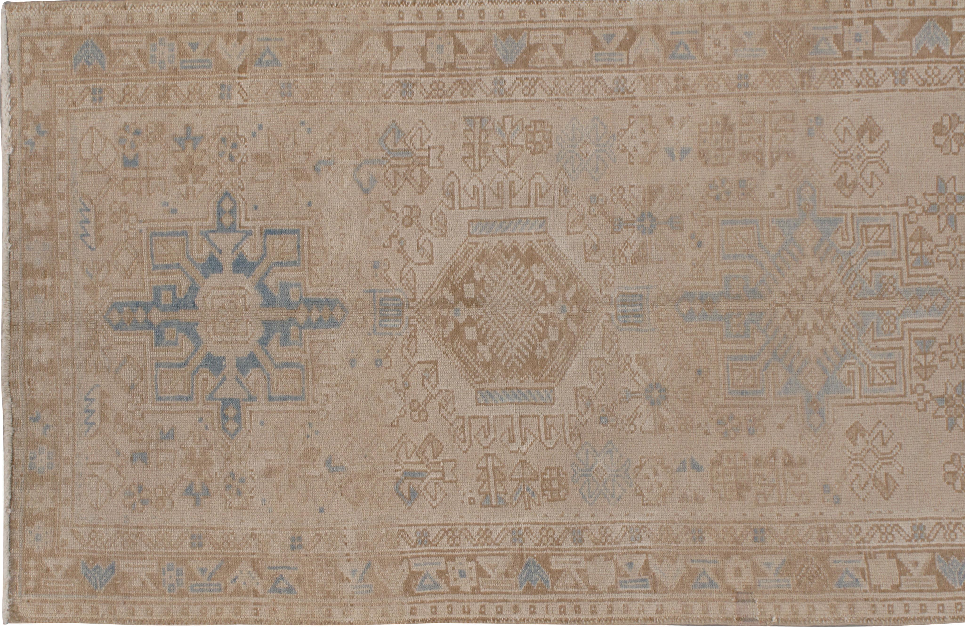 Traves de Mesa Turco Oushak Crema Vintage 3' x 10'4 Tejido a mano en venta
