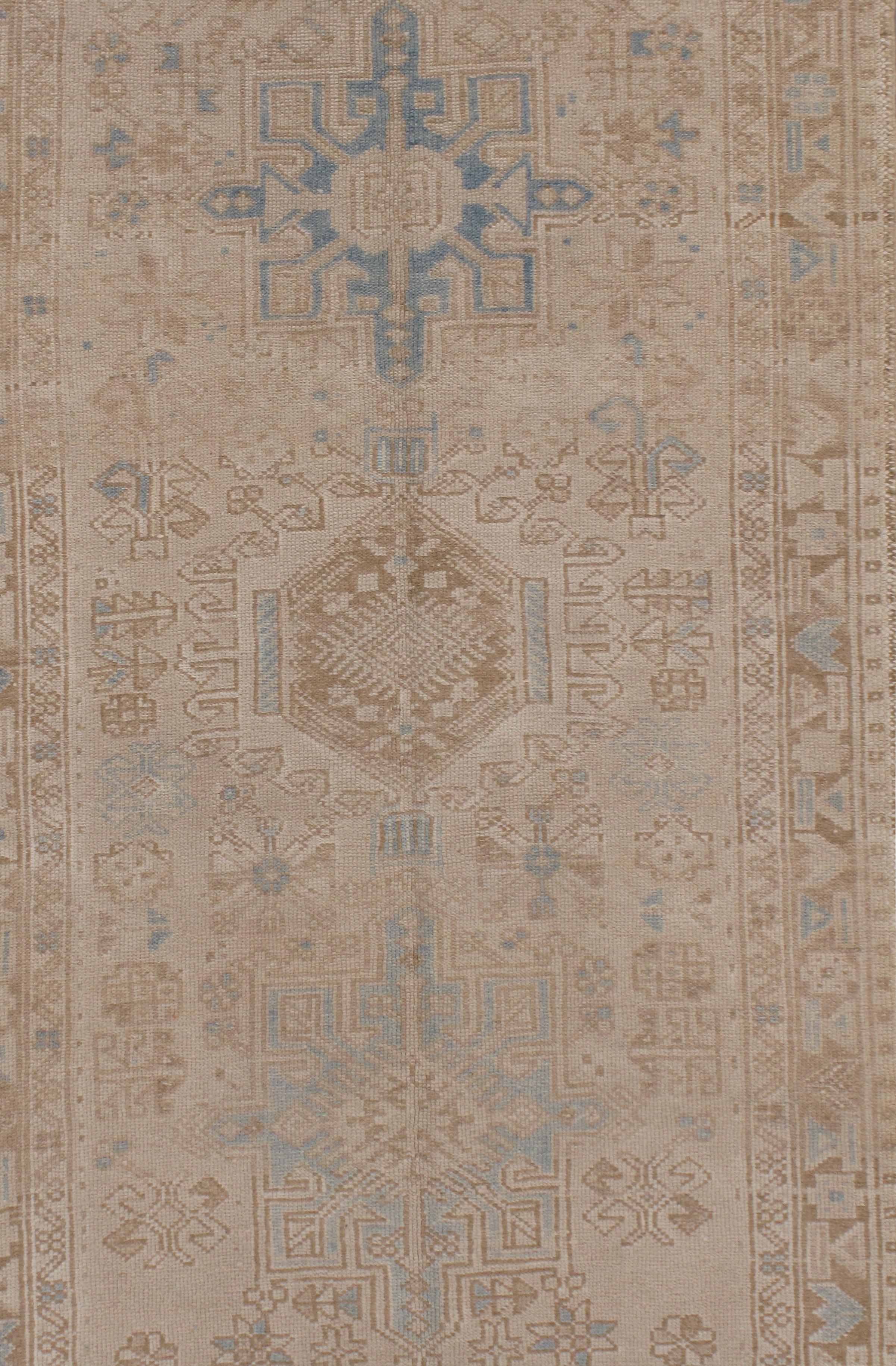 Vintage Cream Turkish Oushak Runner 3' x 10'4 en vente 1