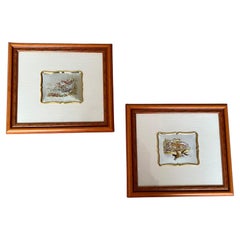 Vintage Creazini Artistiche Handcrafted Lithographs Silver & Gold Italian, 1980