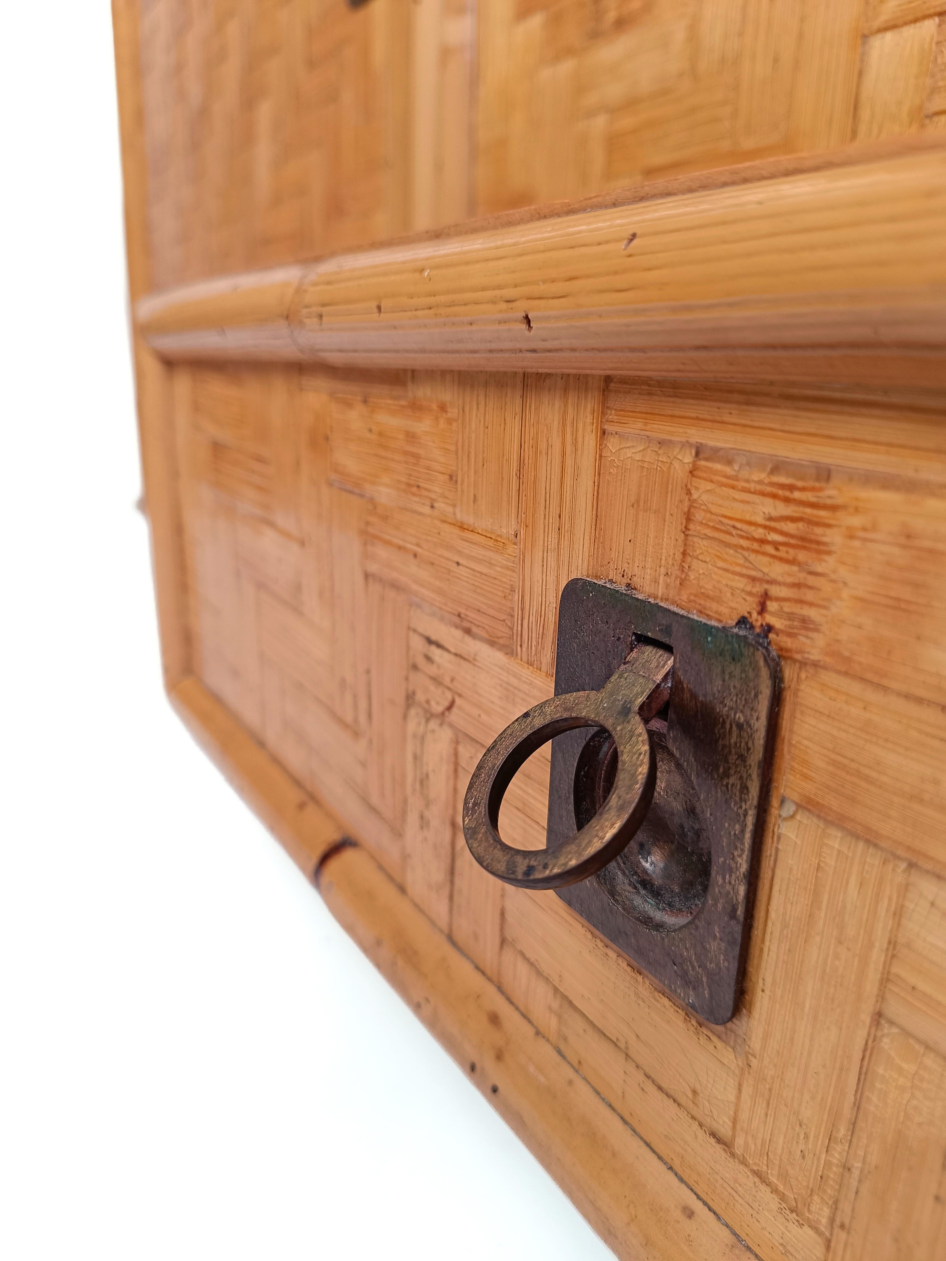 Vintage Credenza Coastal Dresser in Bamboo and Rattan Parquets, Italy 1970s  11