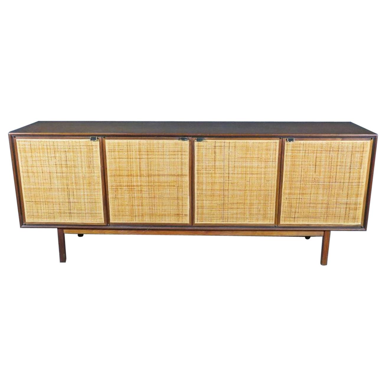 Vintage Credenza in Walnut and Cane