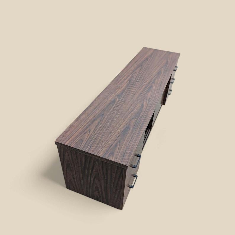 Credenza Vintage, Laminado, Formica, Grano Nogal, Mitad Siglo, MCM, Oficina en venta 1