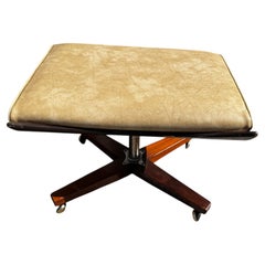 Vintage Creme Tufted Leather G-Plan Swivel Lounge Chair and Ottoman