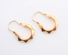 Vintage Creole Boat Dangle Earrings solid 18K Gold / 1.85 gr