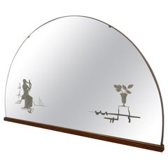 Vintage Crescent Mirror, 1940s