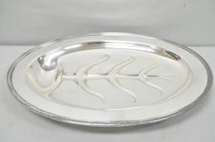 Vintage Crescent Regency Style Silver Plated Oval Cutlery Serving Platter Tray
