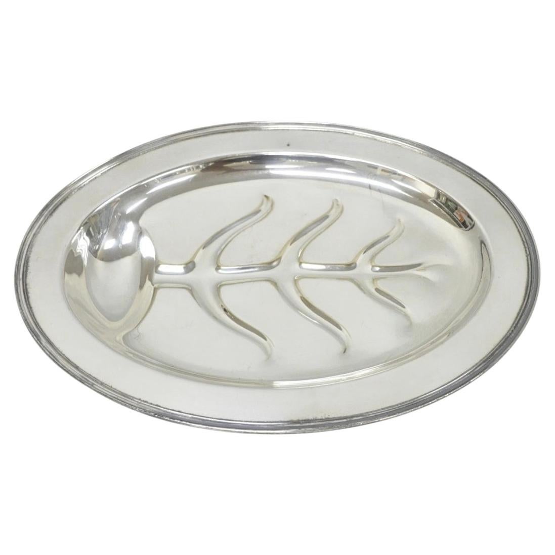 Vintage Crescent Regency Style Silver Plated Oval Cutlery Serving Platter Tray