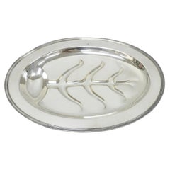 Vintage Crescent Regency Style Silver Plated Oval Cutlery Serving Platter Tray