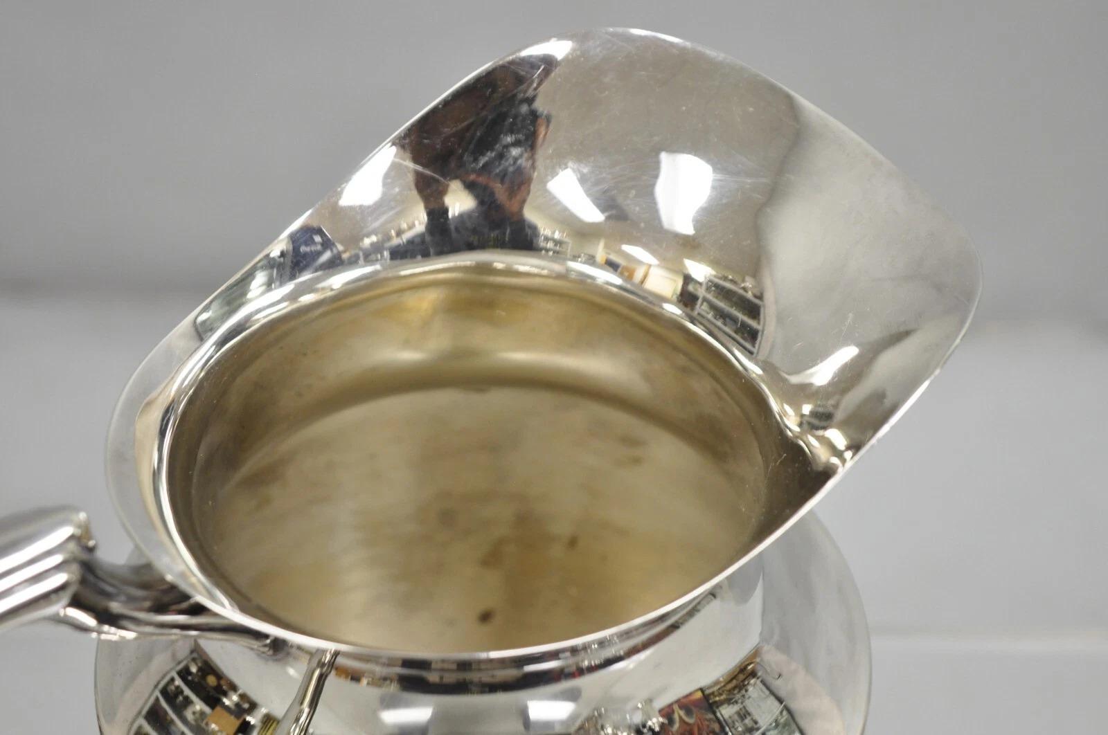 20th Century Vintage Crescent Victorian Silver Plated Bulbous Lemonade Water Pitcher Engraved For Sale