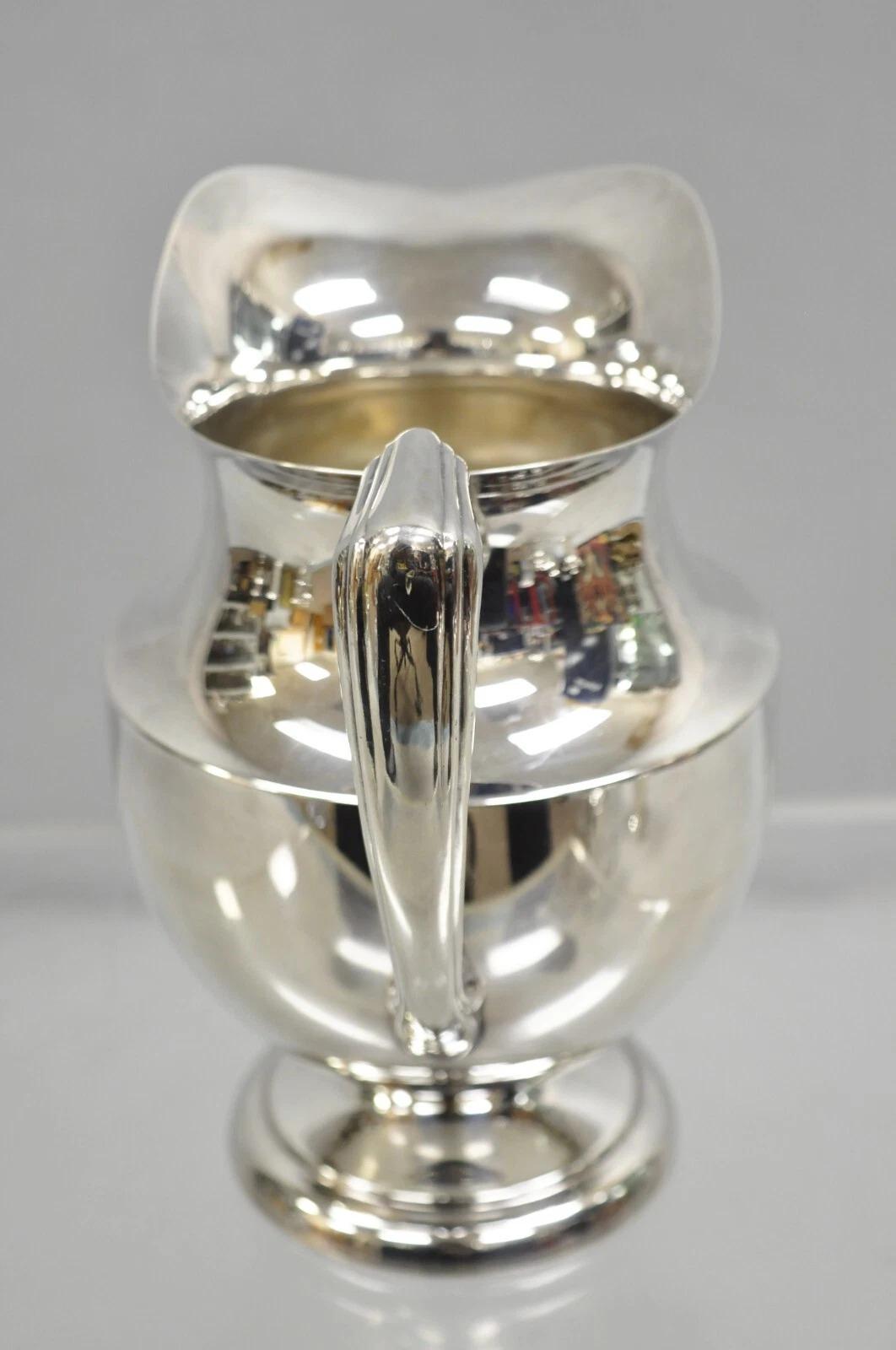 Vintage Crescent Victorian Silver Plated Bulbous Lemonade Water Pitcher Engraved For Sale 1