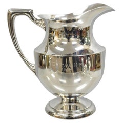 Vintage Crescent Victorian Silver Plated Bulbous Lemonade Water Pitcher Engraved