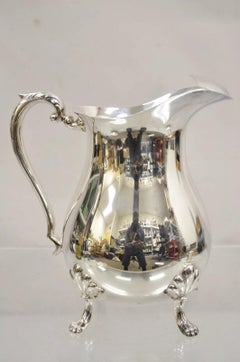 Vintage Crescent Victorian Silver Plated Bulbous Water Pitcher on Paw Feet