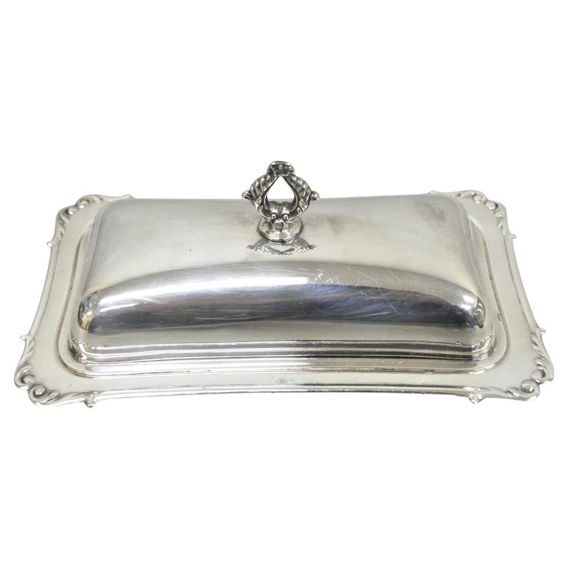 Vintage Crescent Victorian Silver Plated Covered Butter Dish w/ Glass Liner