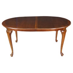 Antique Cresent Queen Anne Style Oval Extendable Cherry Breakfast Dining Table