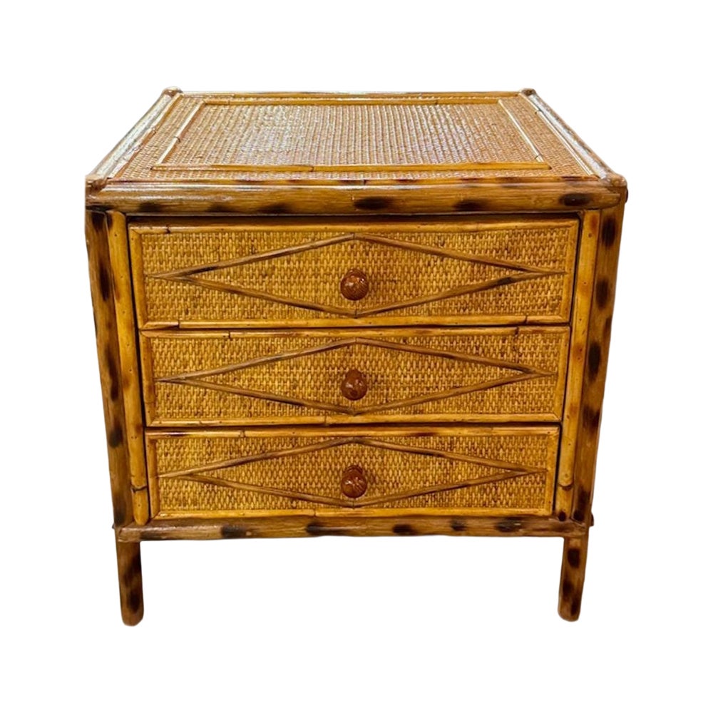 Table d
appoint en rotin Vintage Crespi Manner en vente