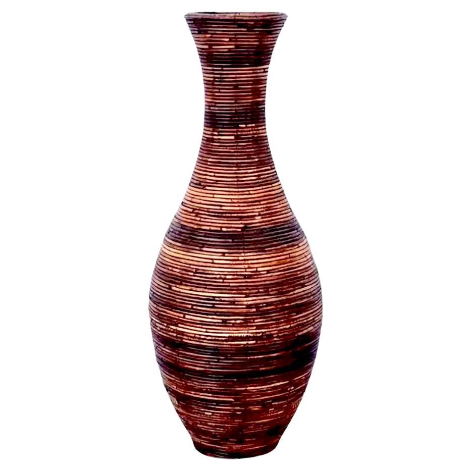Vintage Crespi Stil Bleistift Reed Boden Vase im Angebot