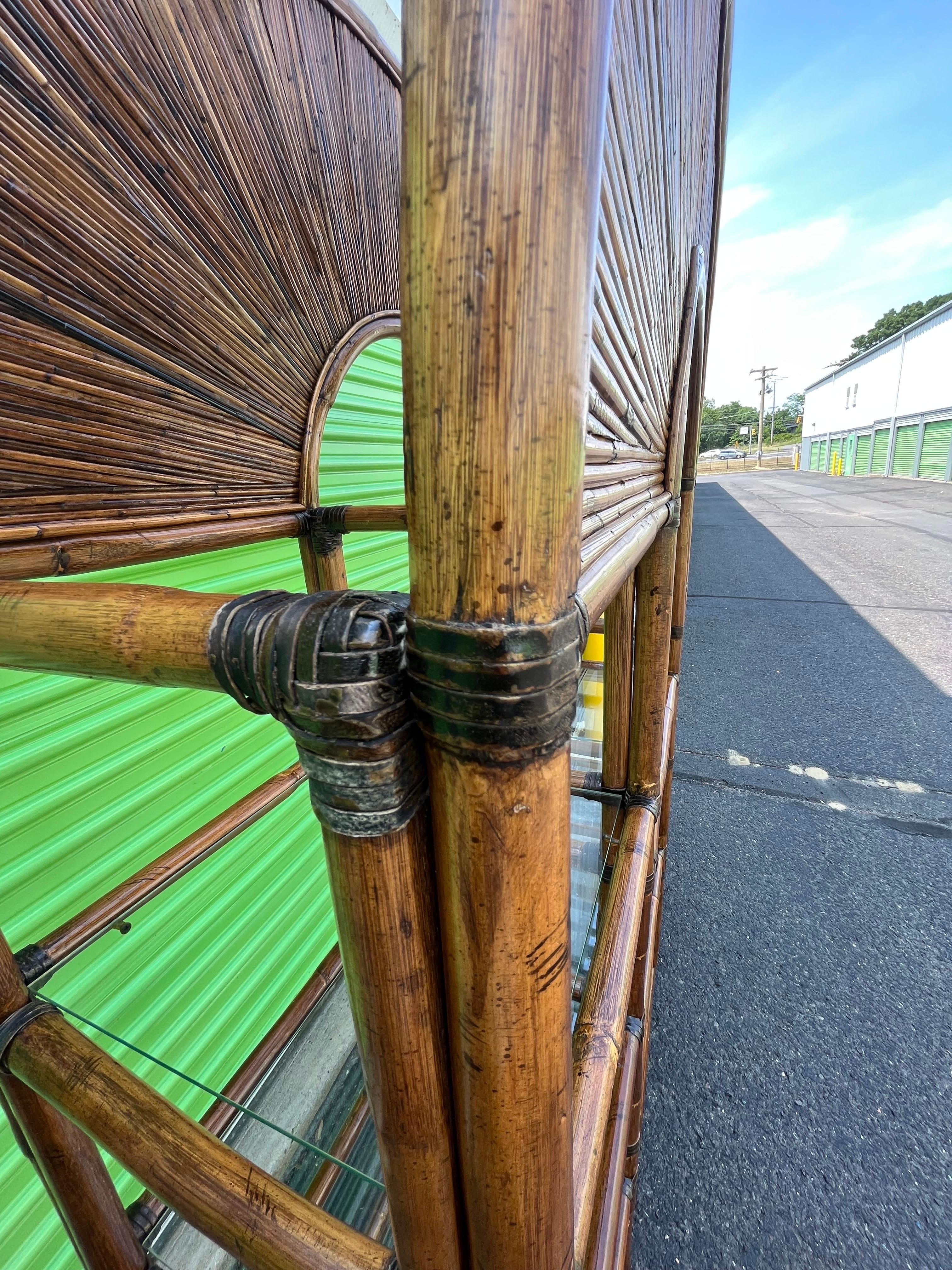 Vintage Rattan Etagere Bookshelf For Sale 1