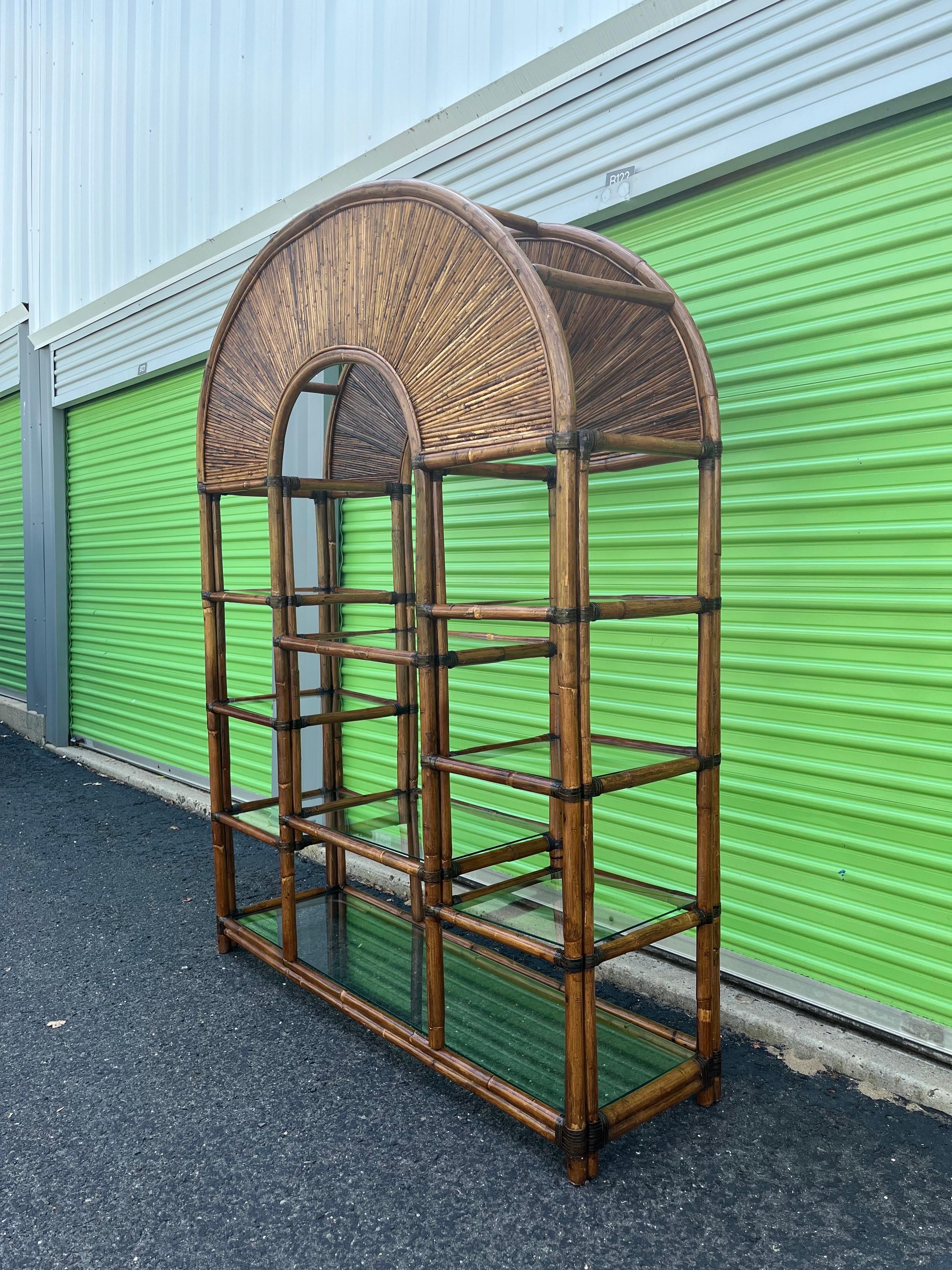 rattan arched bookshelf