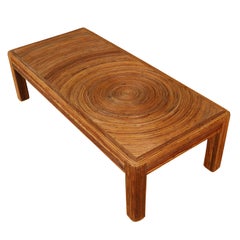 Vintage Crespi Style Reeded Rattan Coffee Table