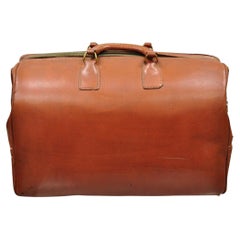 Vintage Crest Brown Leather Doctors Bag Carry on Luggage Suitcase