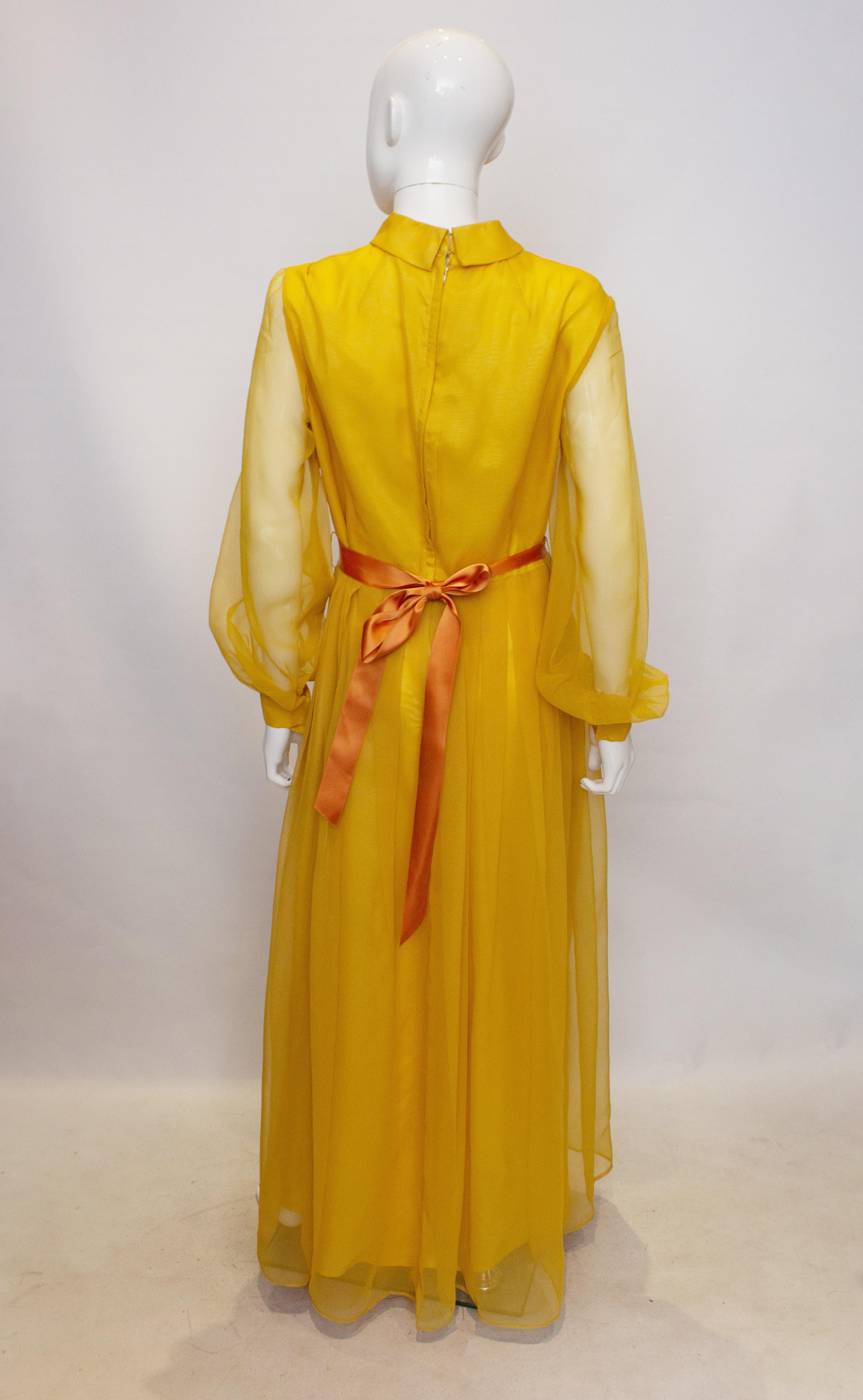 Orange Vintage Cresta Mustard Colour Gown For Sale