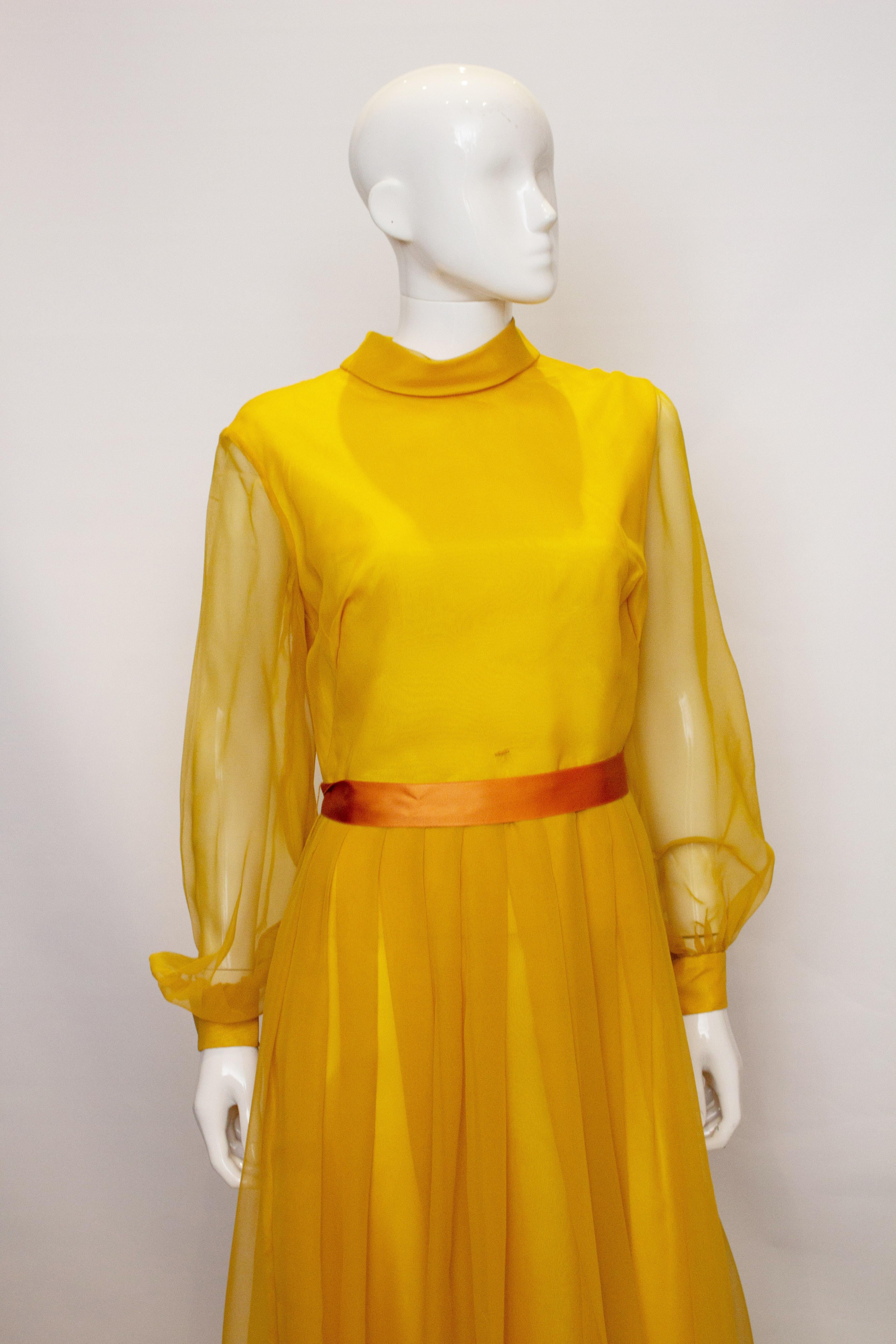 Women's Vintage Cresta Mustard Colour Gown For Sale