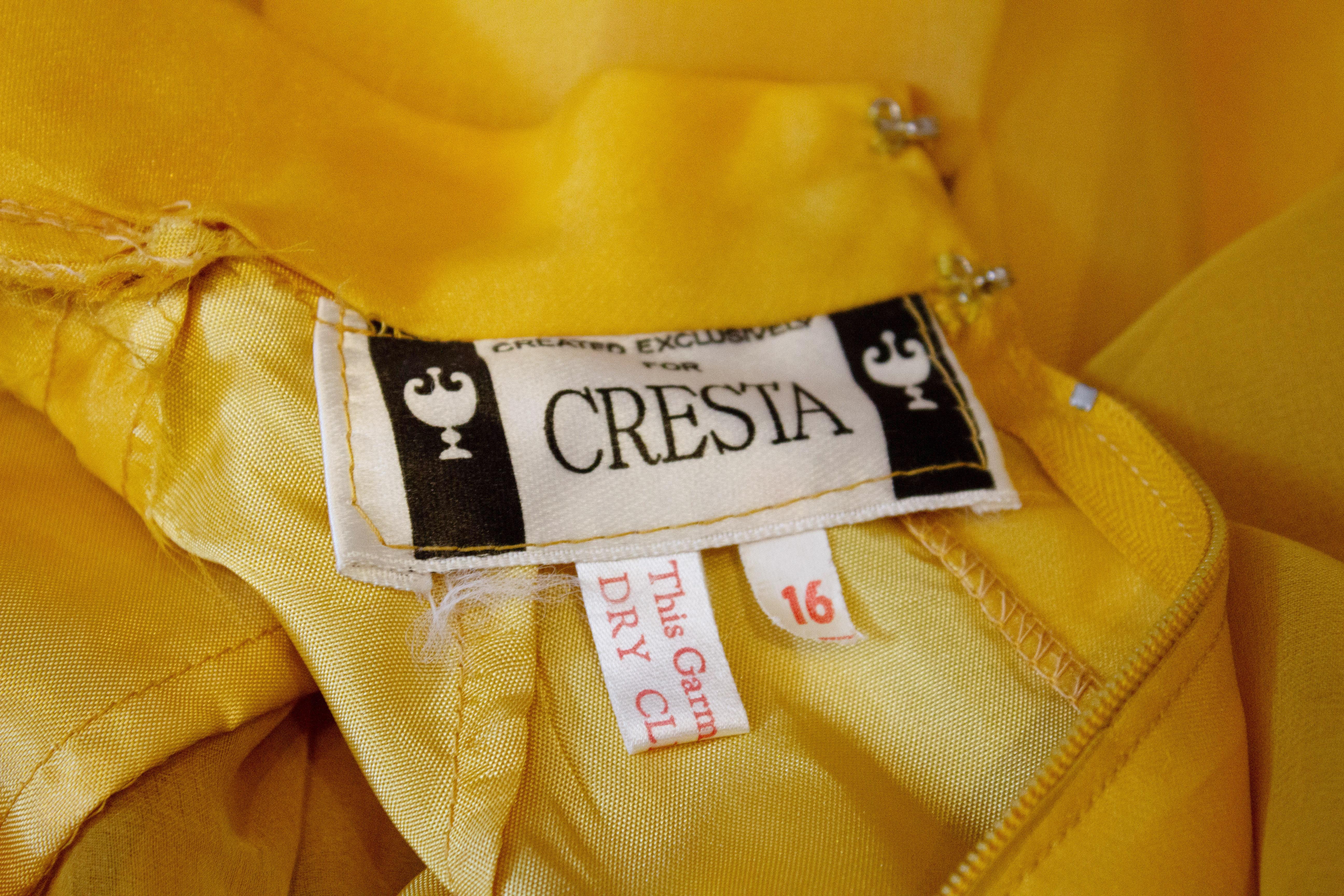 Vintage Cresta Mustard Colour Gown For Sale 1