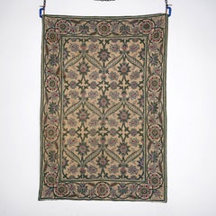Vintage Crewelwork Flower/Floral Wall Hanging- Liberty Style - Blue, Red, Cream