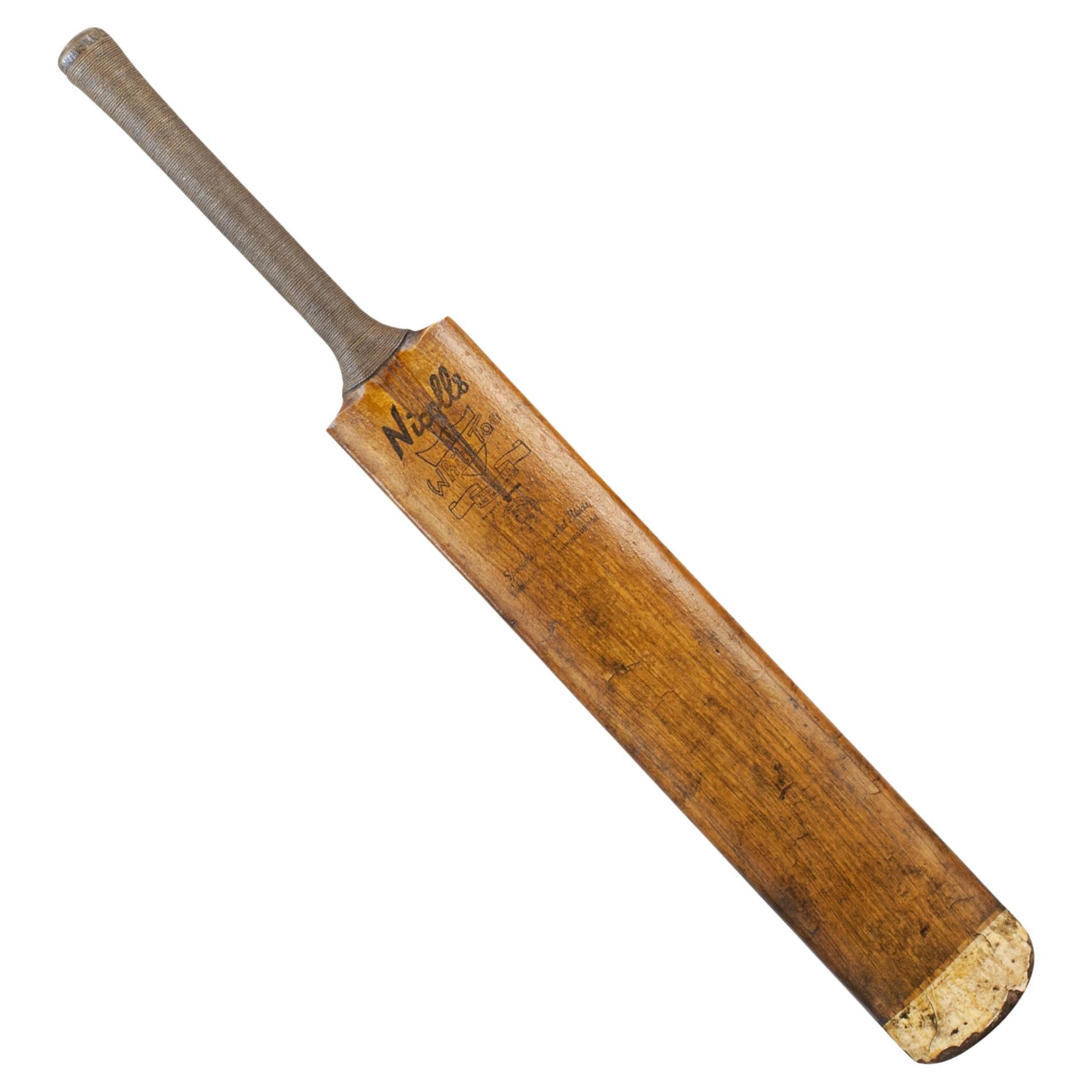 Vintage Cricket Bat, Nicolls 'White Toe' For Sale